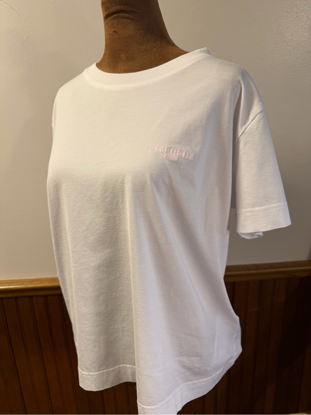 Givenchy White T-Shirt with Pink Logo